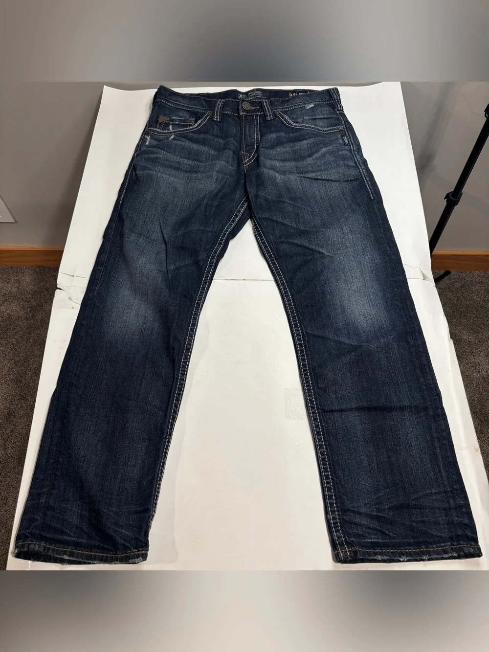 Silver Jeans Mens 33x30 Blue Denim Pants Eddie Thick Stitch Casual